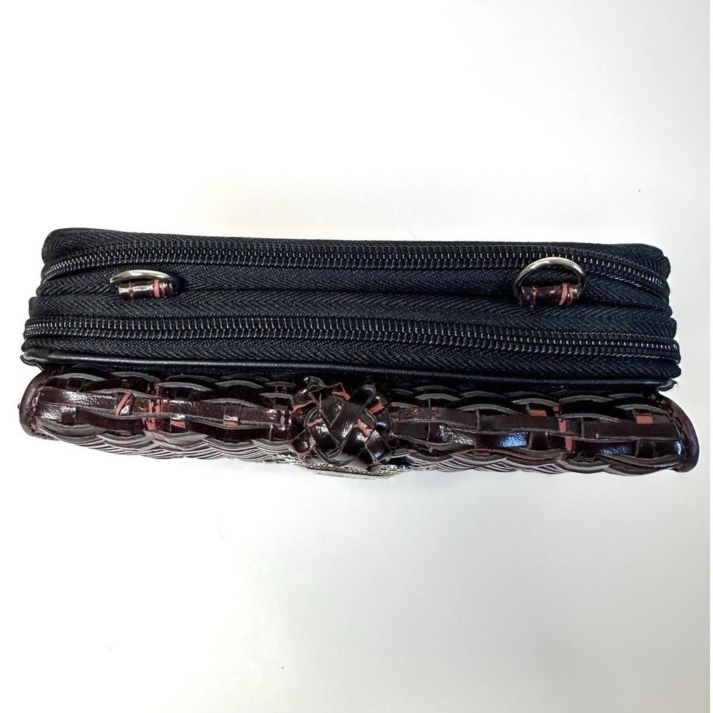 Western Crossbody Wallet Clutch Faux Croc Woven Leather Look Silver Heart Medusa - Picture 8 of 16